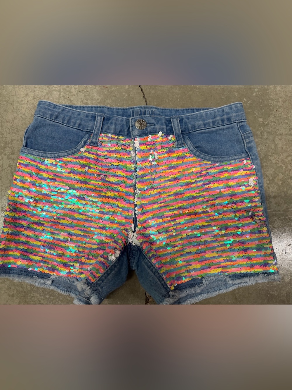 justice girls sequin front denim shorts 14